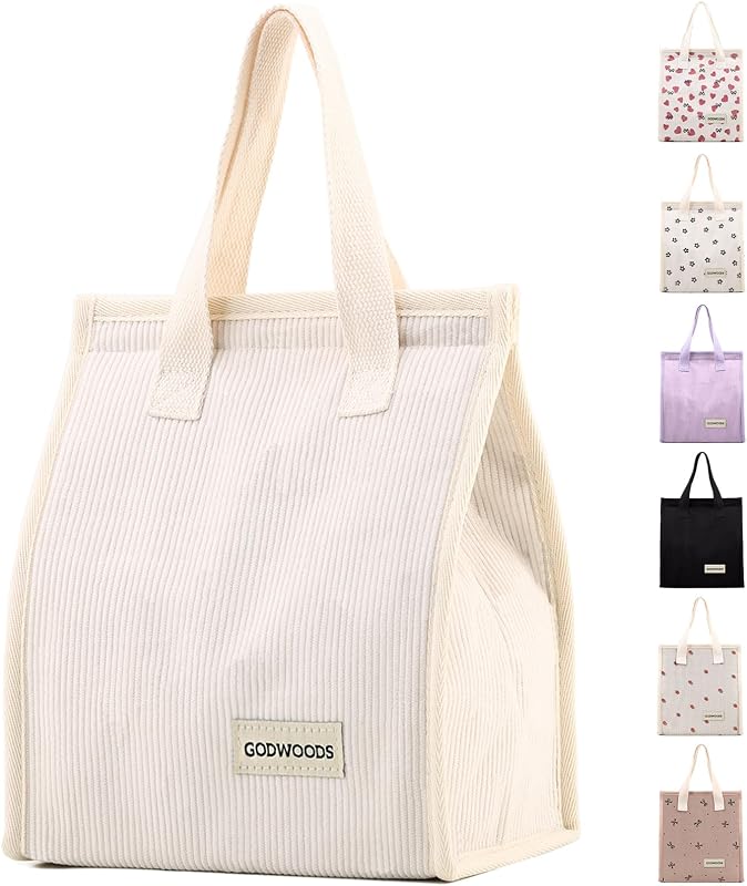 Bolsa almuerzo corduroy reutilizable 7.5L para trabajo picnic