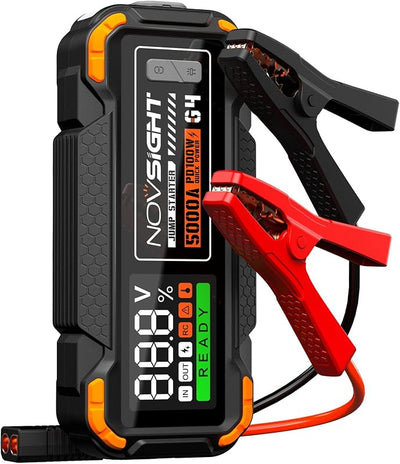 Arrancador batería coche 5000A 12V USB tipo C luces naranja