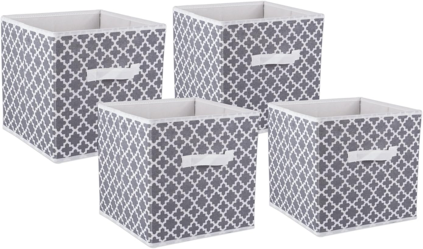 Set 4 Contenedor Poliéster No Tejido Celosía Gris