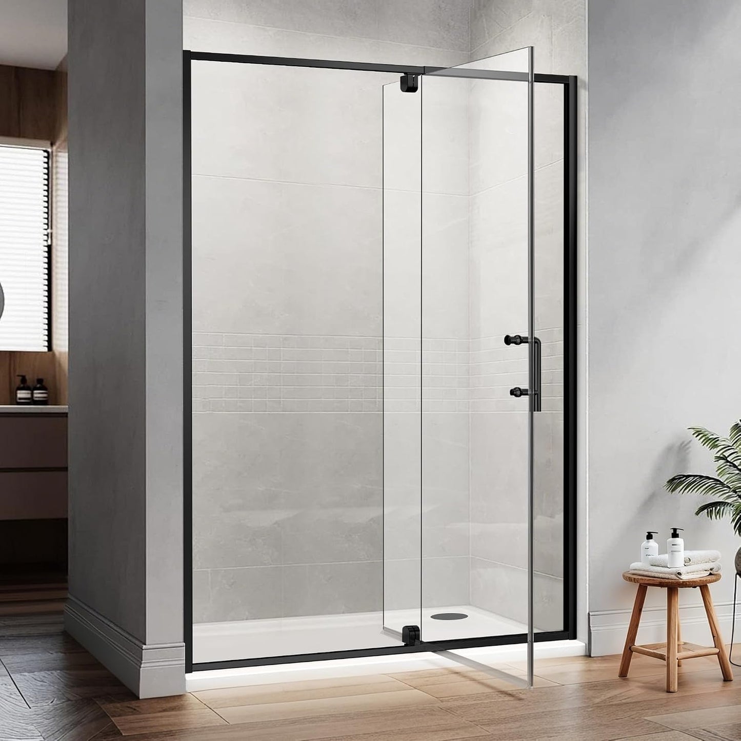 Puerta ducha pivotante vidrio templado 50-54x74pulg