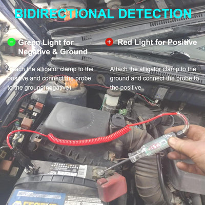 2 Luces Prueba Auto LED 3V-48V con Cable Resorte