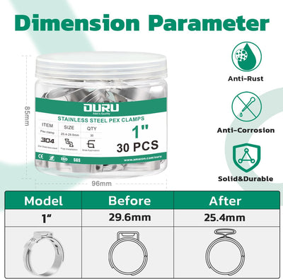 30 Pzas Anillo Crimpado Pex Acero Inox 304