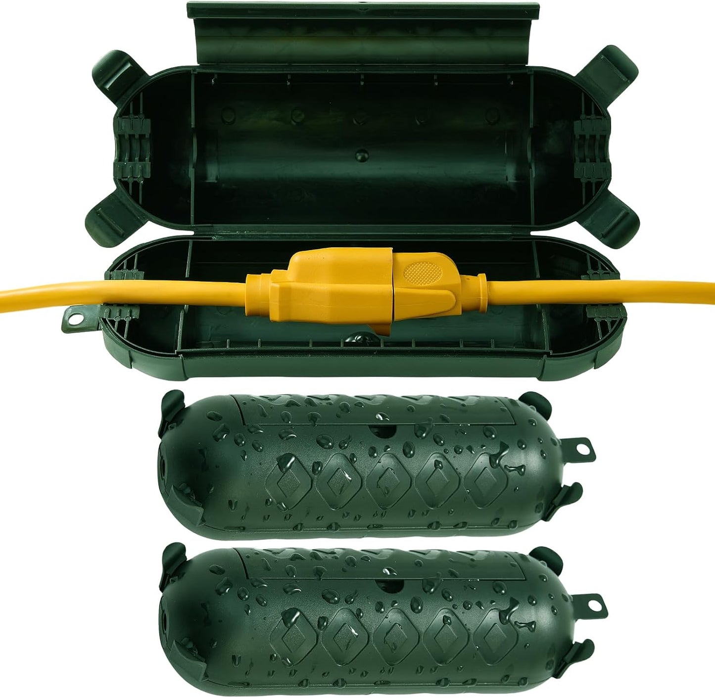 3 Cubiertas Cable Extensión IP44 Conector Verde