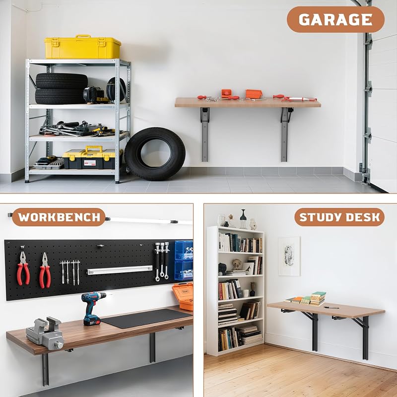 Soportes estante plegables pared 18" 550lb garaje cocina