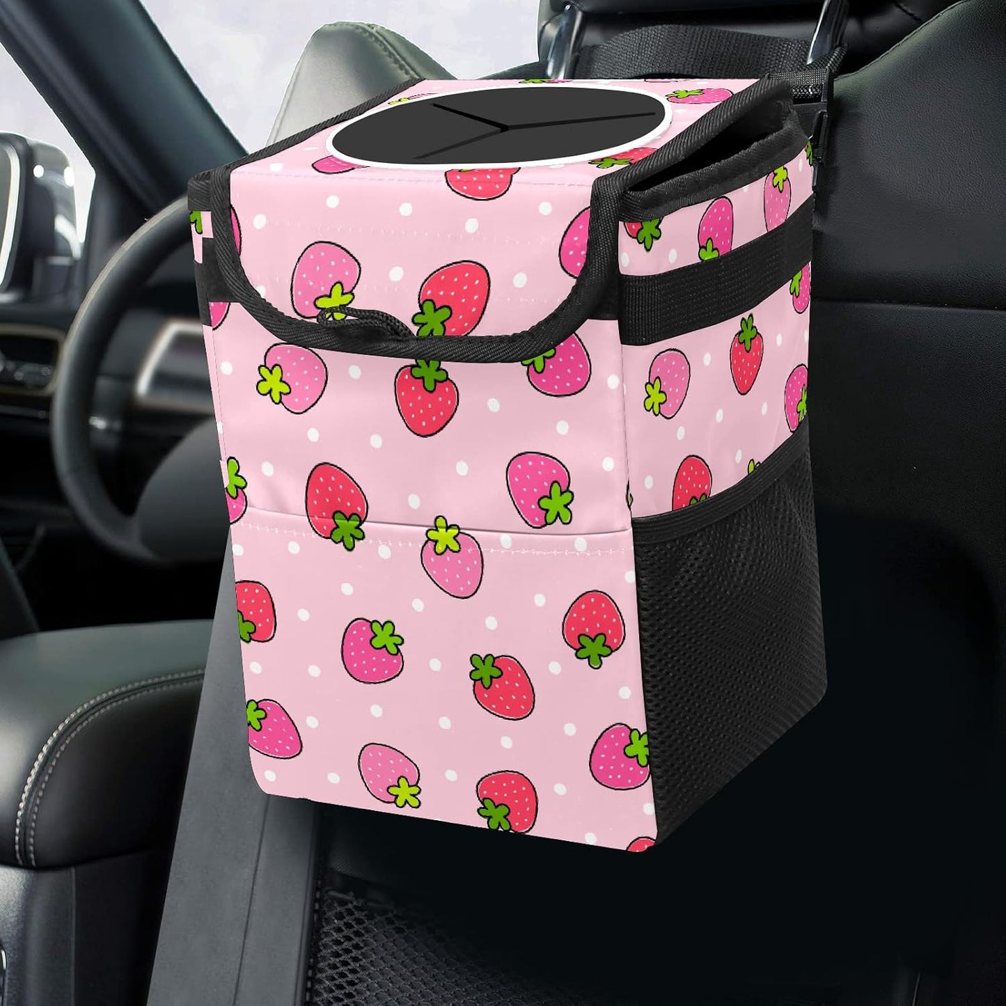 Basurero coche rosa plegable reutiliz. impermeable