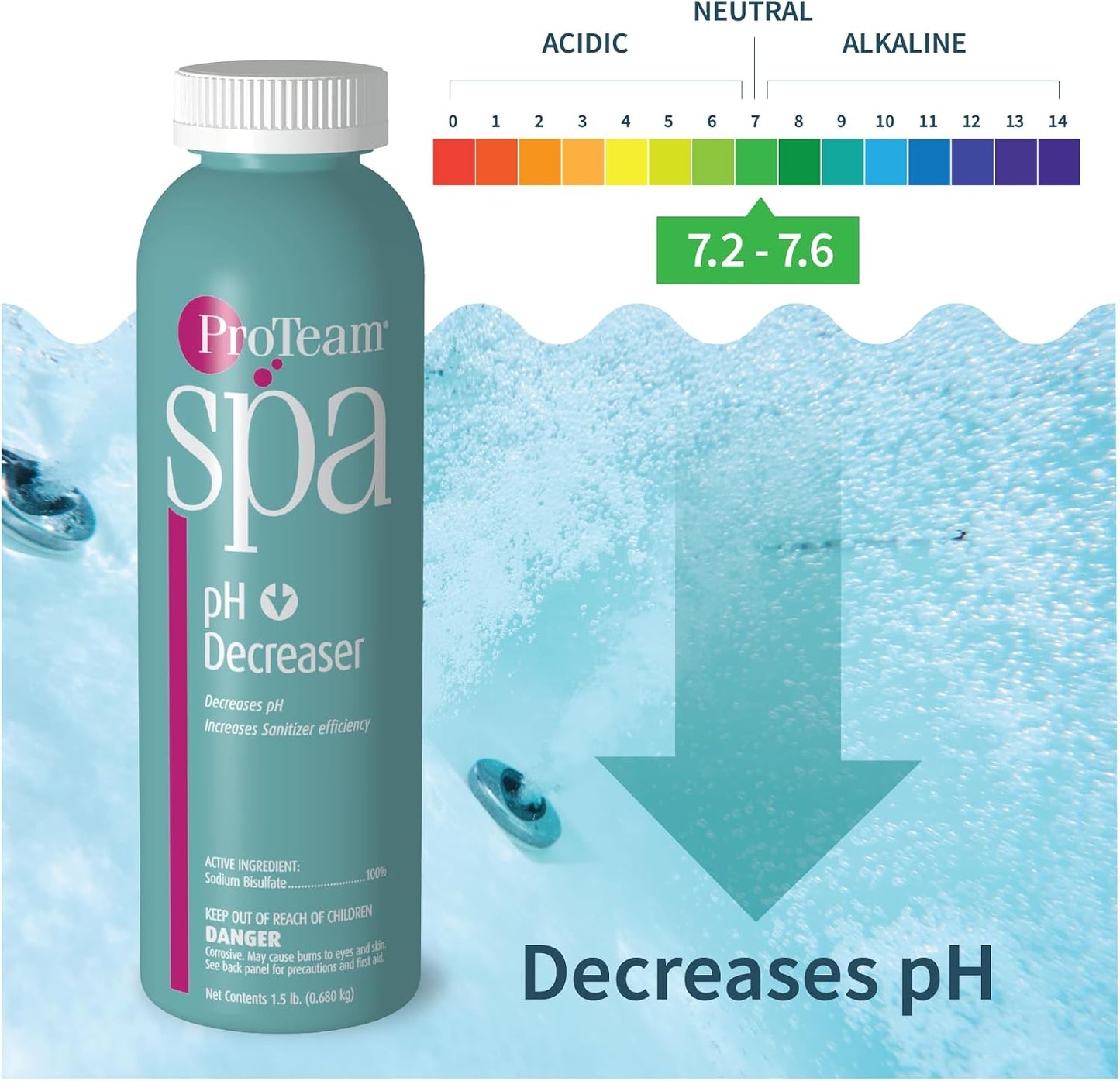 Reductor pH bañera hidromasaje con guía químicos spa