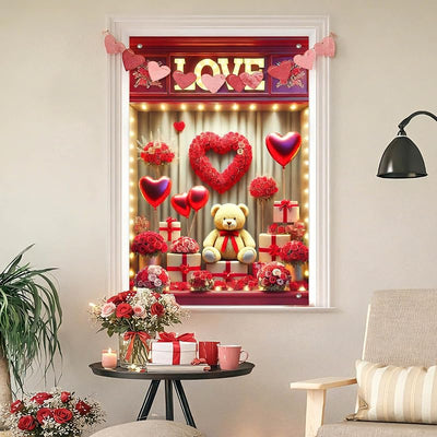 Pancarta San Valentín 47x31pulg telón oso peluche y corazón