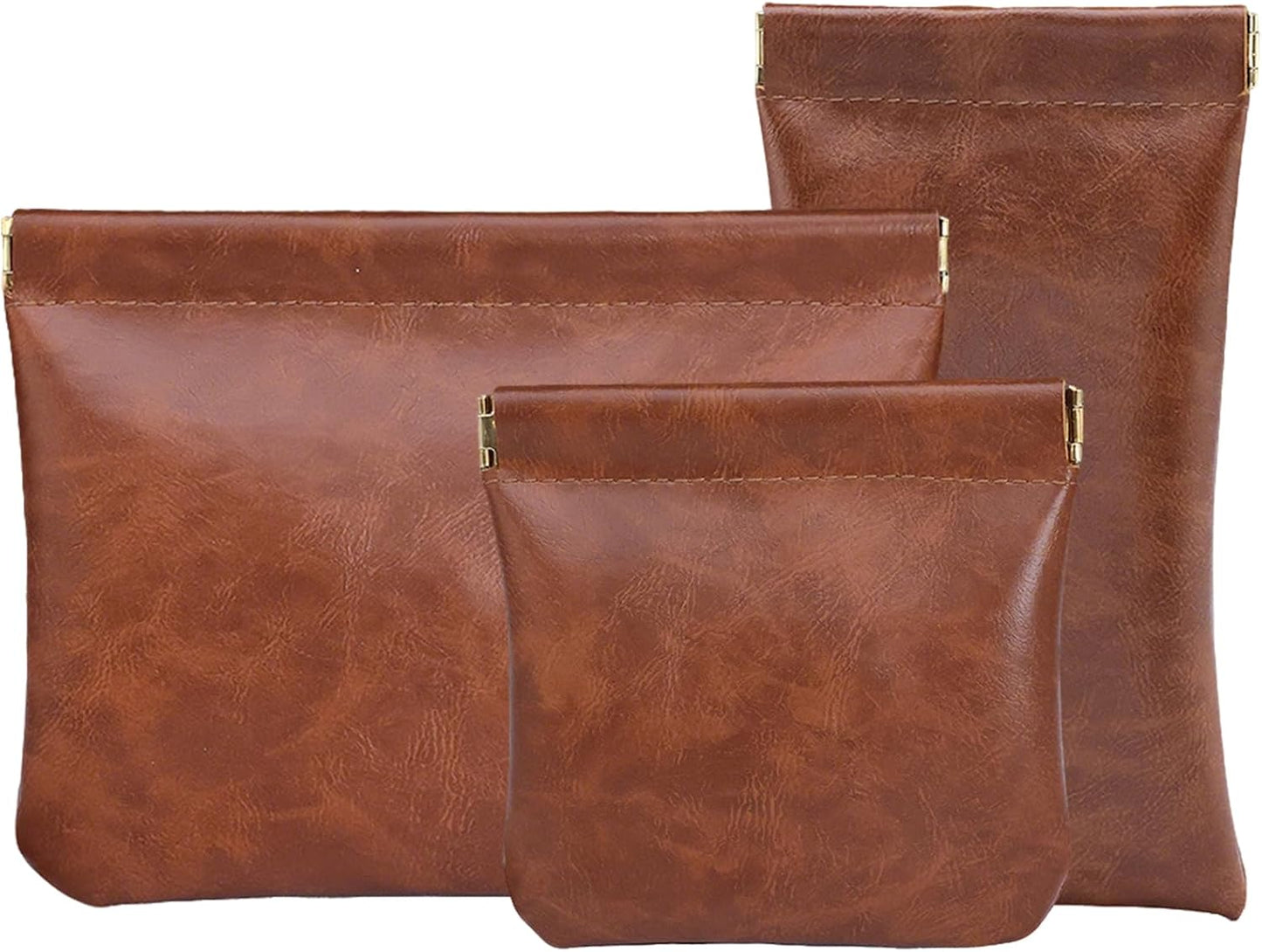 3 bolsas maquillaje piel sintética viaje organizador marrón