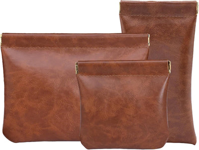 3 bolsas maquillaje piel sintética viaje organizador marrón
