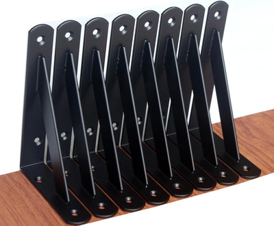 8 Soportes estante metal 6x4" negros resistentes