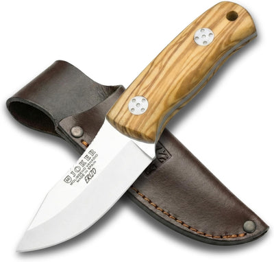 Cuchillo Erizo CO75 mango olivo hoja acero 2.95" funda cuero