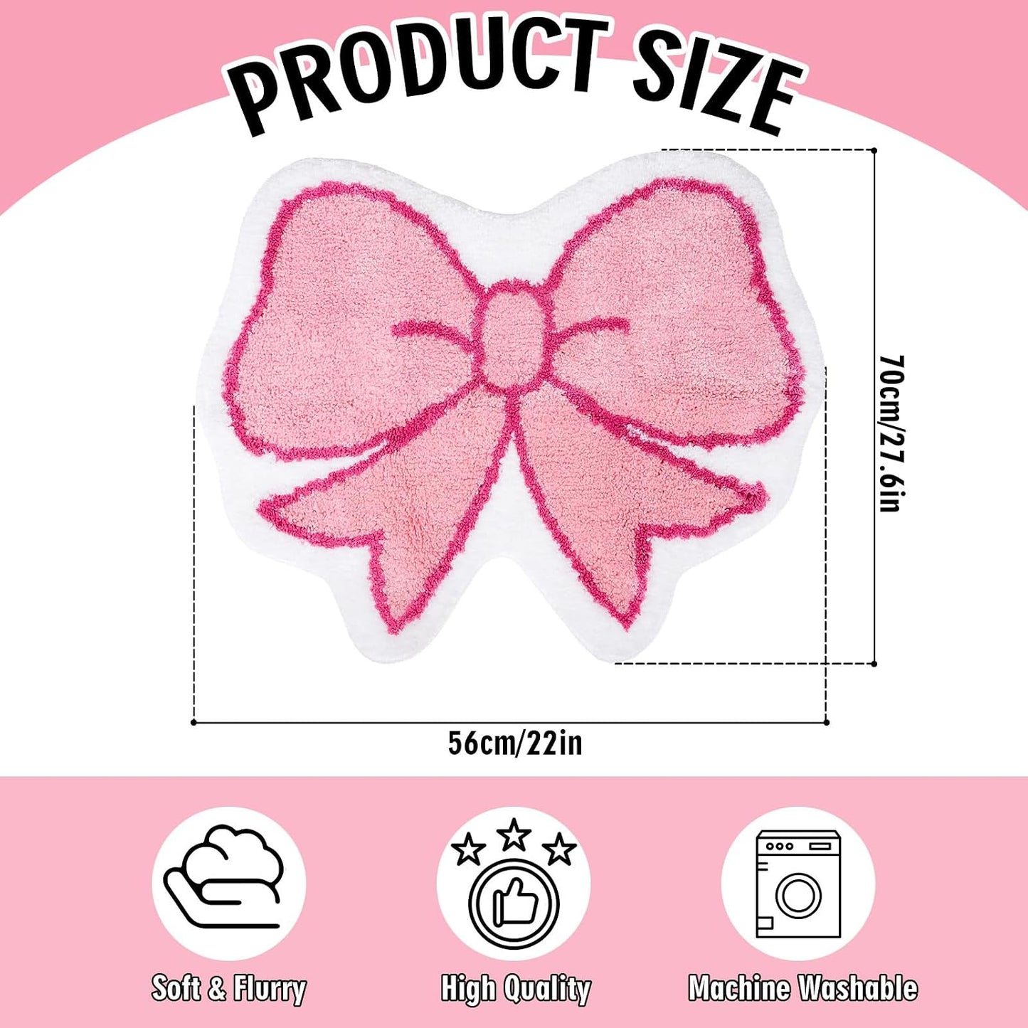 Alfombra baño con lazo rosa antiderrap hogar cocina