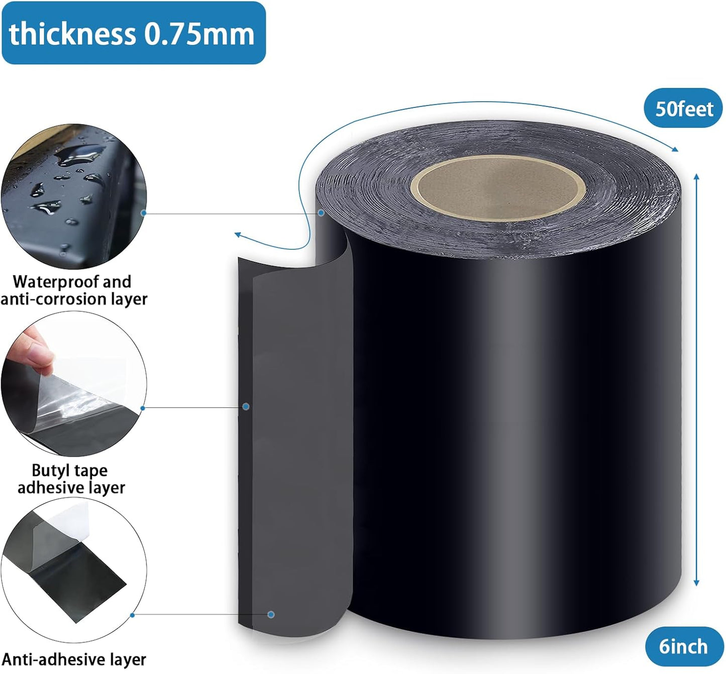 Cinta butilo para viguetas terraza 6x50" impermeable