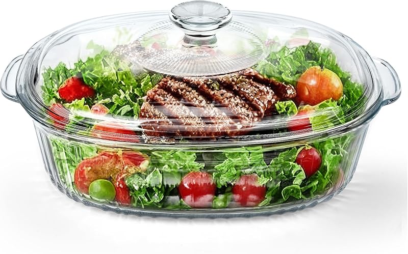 Cacerola Vidrio 2.8L con Tapa para Horno Microondas
