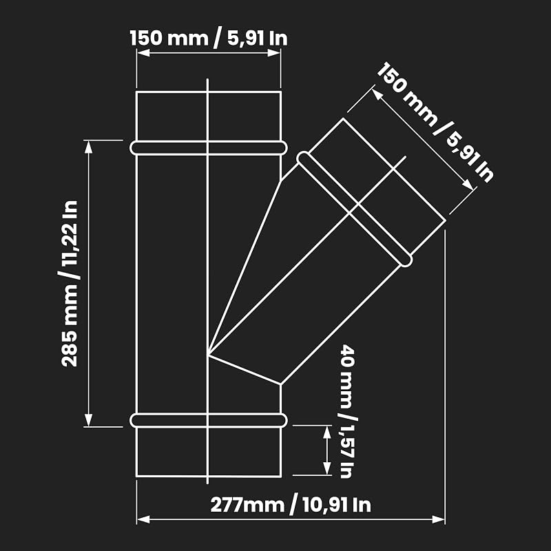 Divisor conducto Wye 6" acero galvanizado 45grados