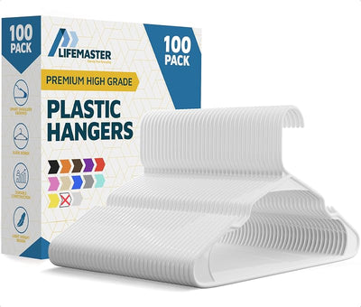 Set 100 perchas plástico antiderrap color blanco