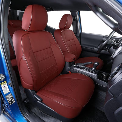 Fundas asiento auto delantero cuero borgoña
