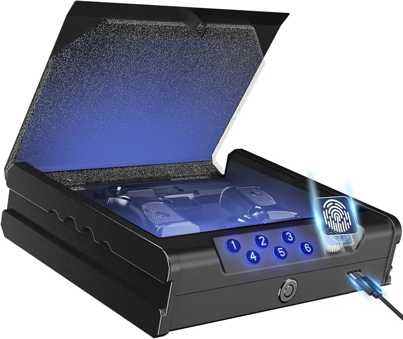 Caja fuerte para armas con huella, código y llave