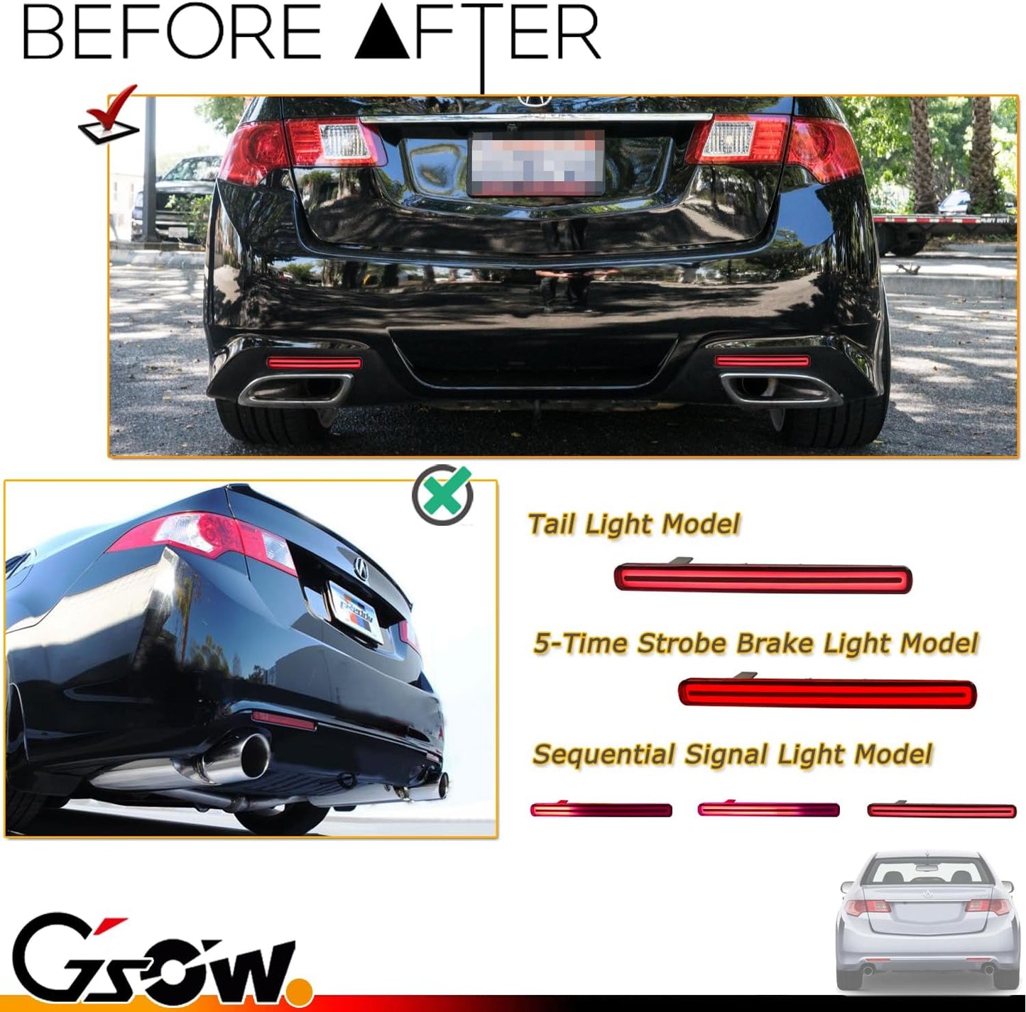 2 Pzas Luz Reflectora LED Parachoques Acura TSX 09-14