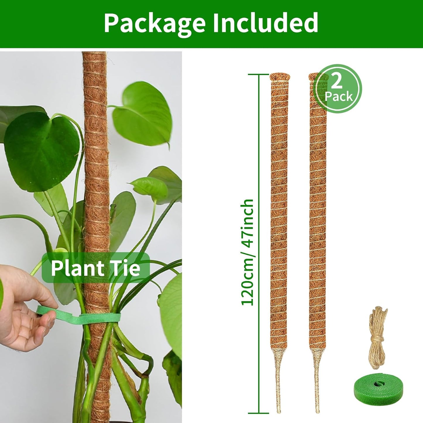 2 Postes Musgo 47" Soporte Plantas Trepadoras