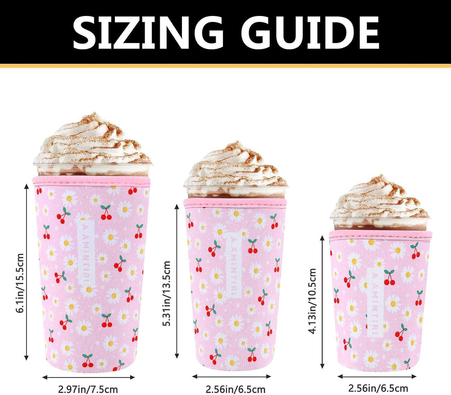 3 fundas reutilizables neopreno para café Starbucks cereza