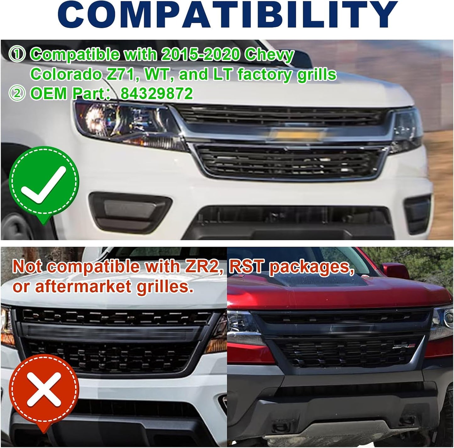 Luces LED parrilla Chevy Colorado Z71 5000K blanco