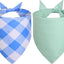 2 Bufandas Reversibles Perros XL 18-23pulg Rayas Azul Menta