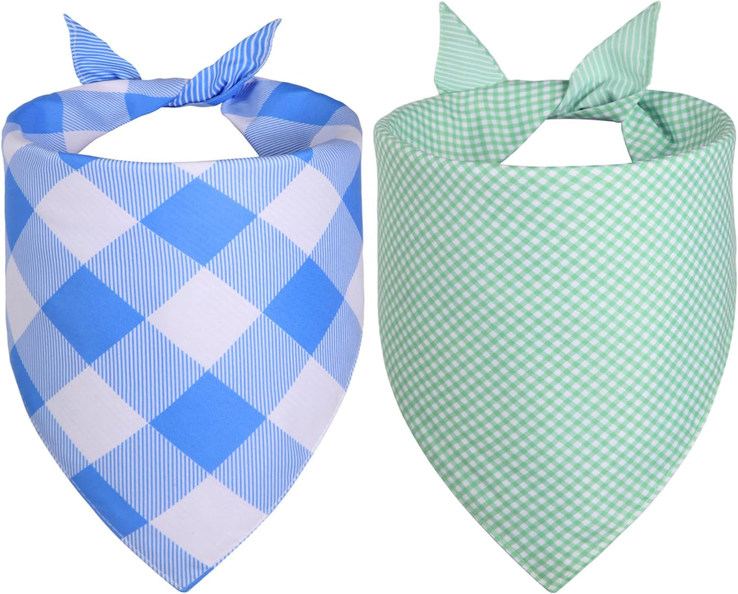 2 Bufandas Reversibles Perros XL 18-23pulg Rayas Azul Menta