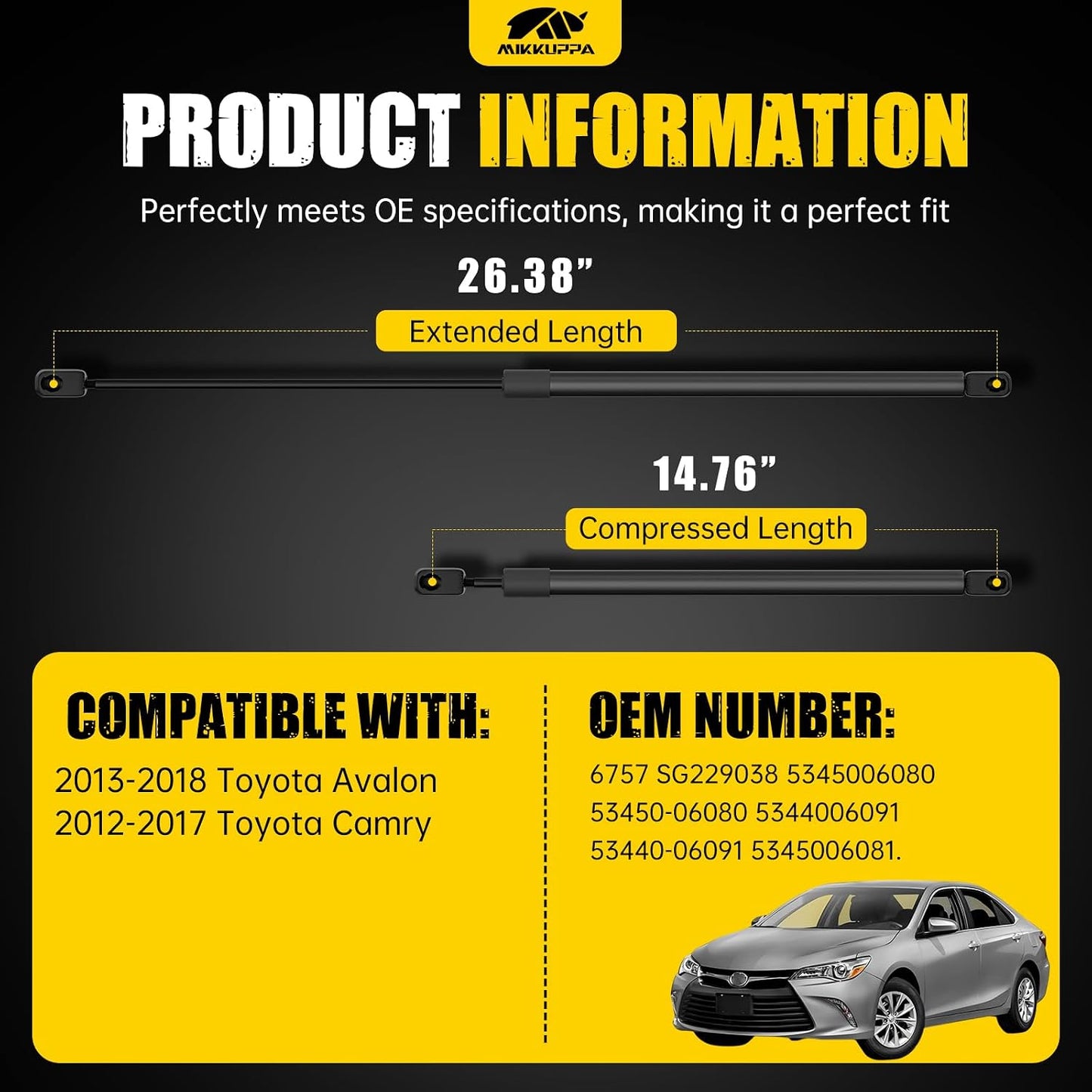 Puntales gas resorte capó Toyota Avalon 13-18 Camry 12-17