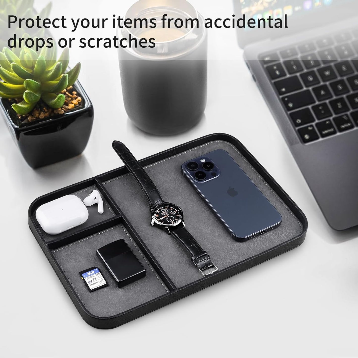 Bandeja cuero sintético para llaves reloj cartera