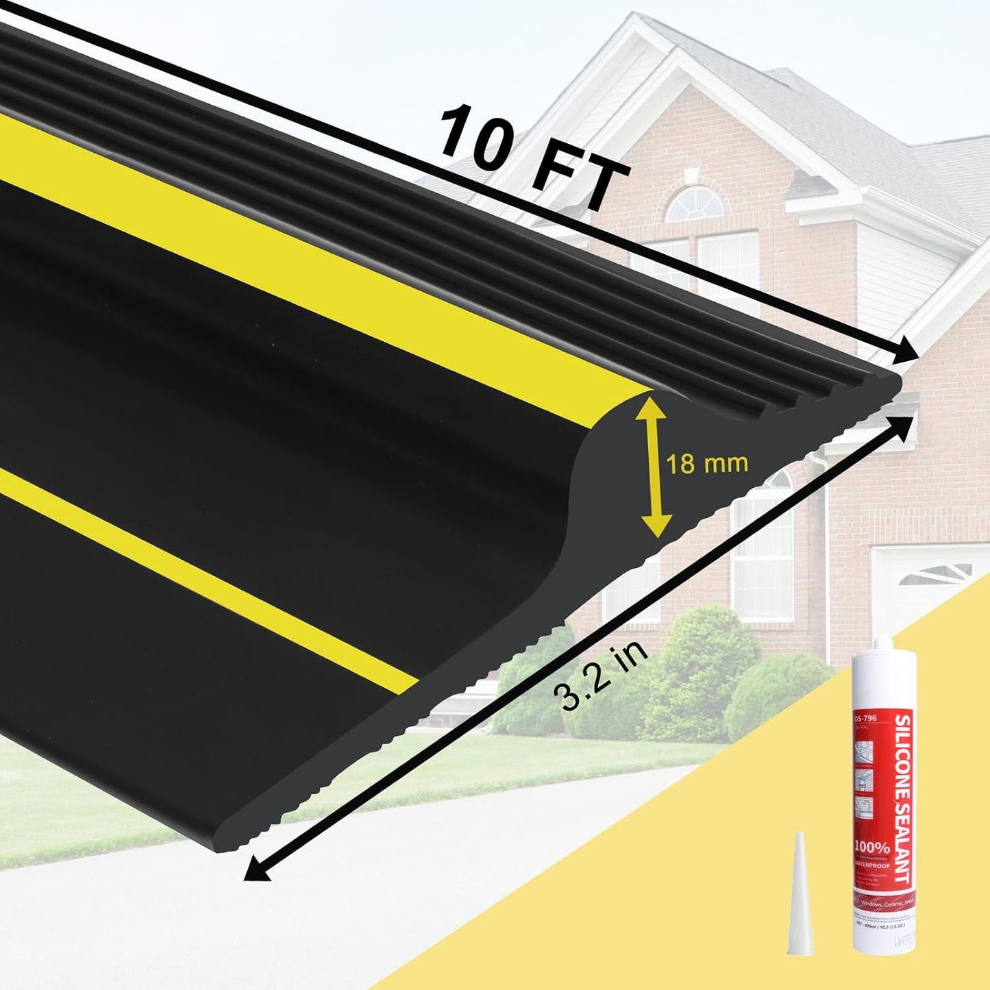 Tira sellado puerta garaje 10ft 0.7pulg goma resistente