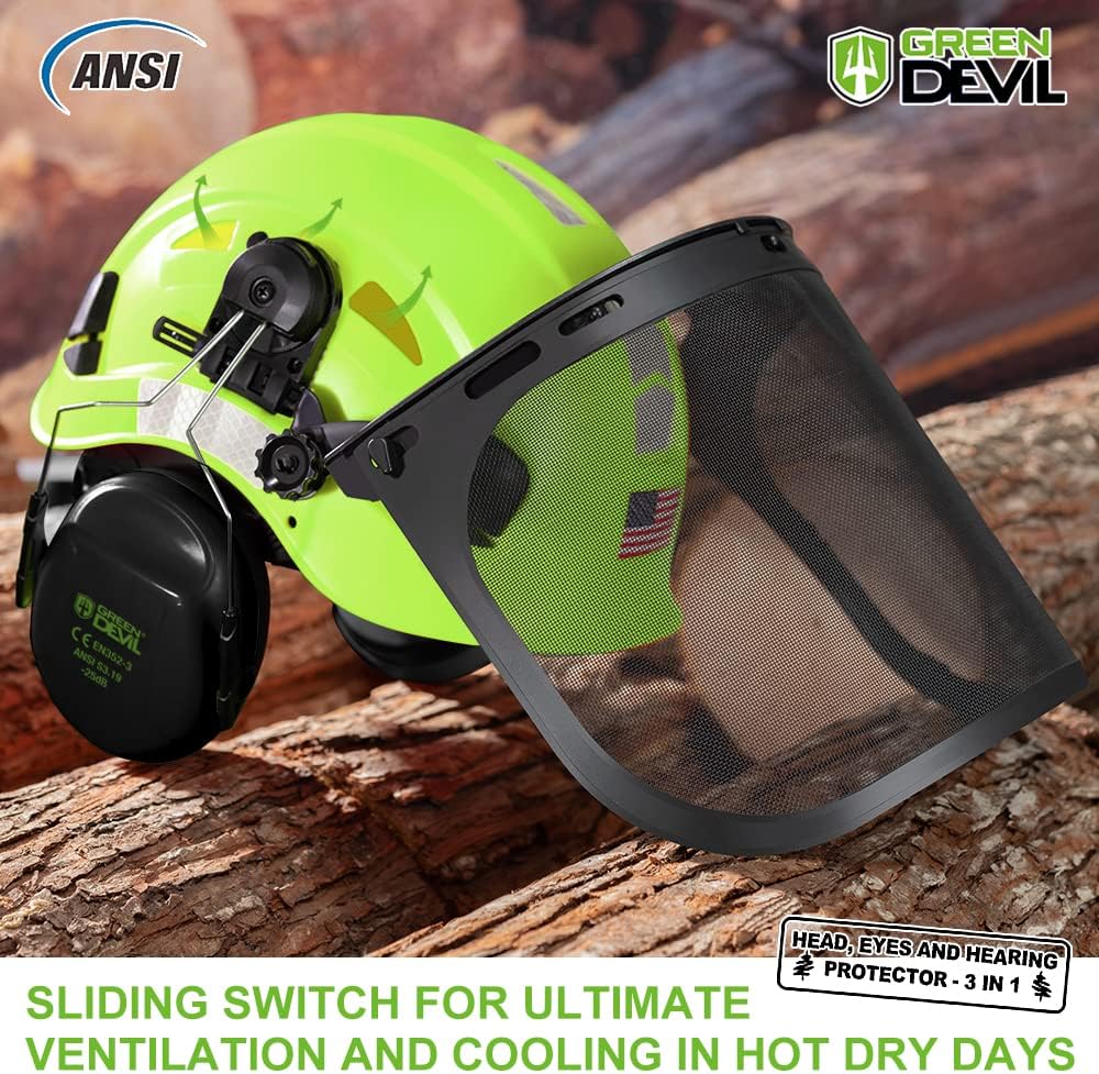 Casco seguridad forestal 3en1 con protector facial