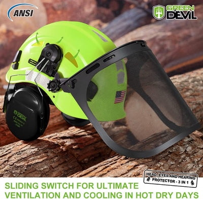 Casco seguridad forestal 3en1 con protector facial
