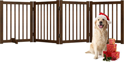 Puerta plegable para mascotas 4 paneles 24pulg color nogal