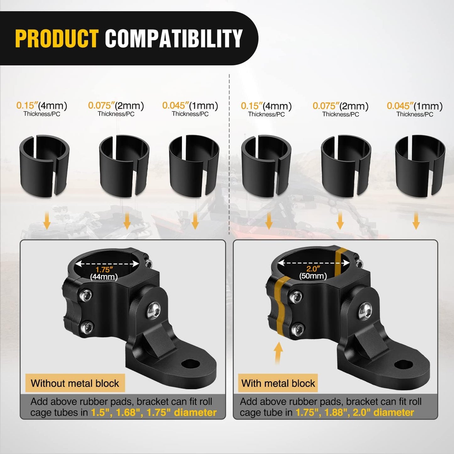 Soporte antena UTV ajustable negro Polaris RZR Can Am