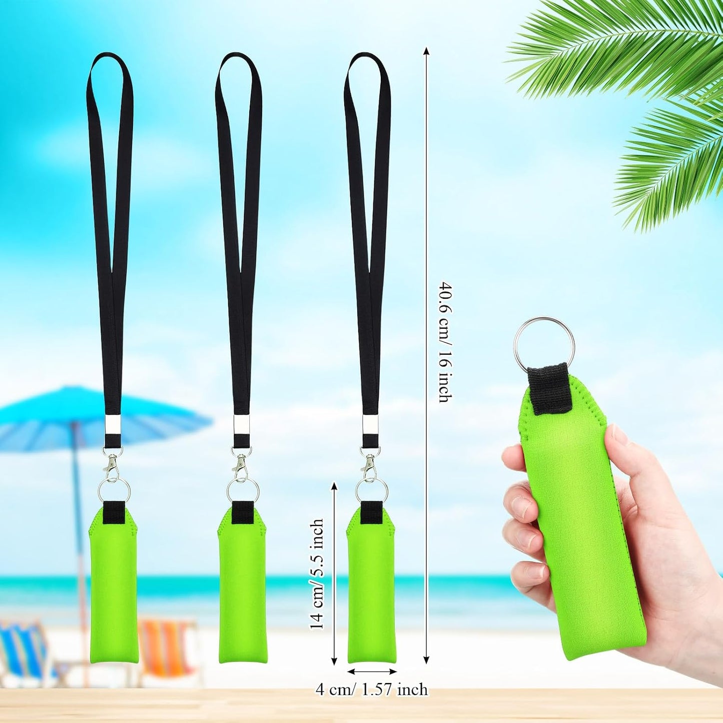 3 Llaveros Flotantes Neopreno con Cordón Espuma Brillante