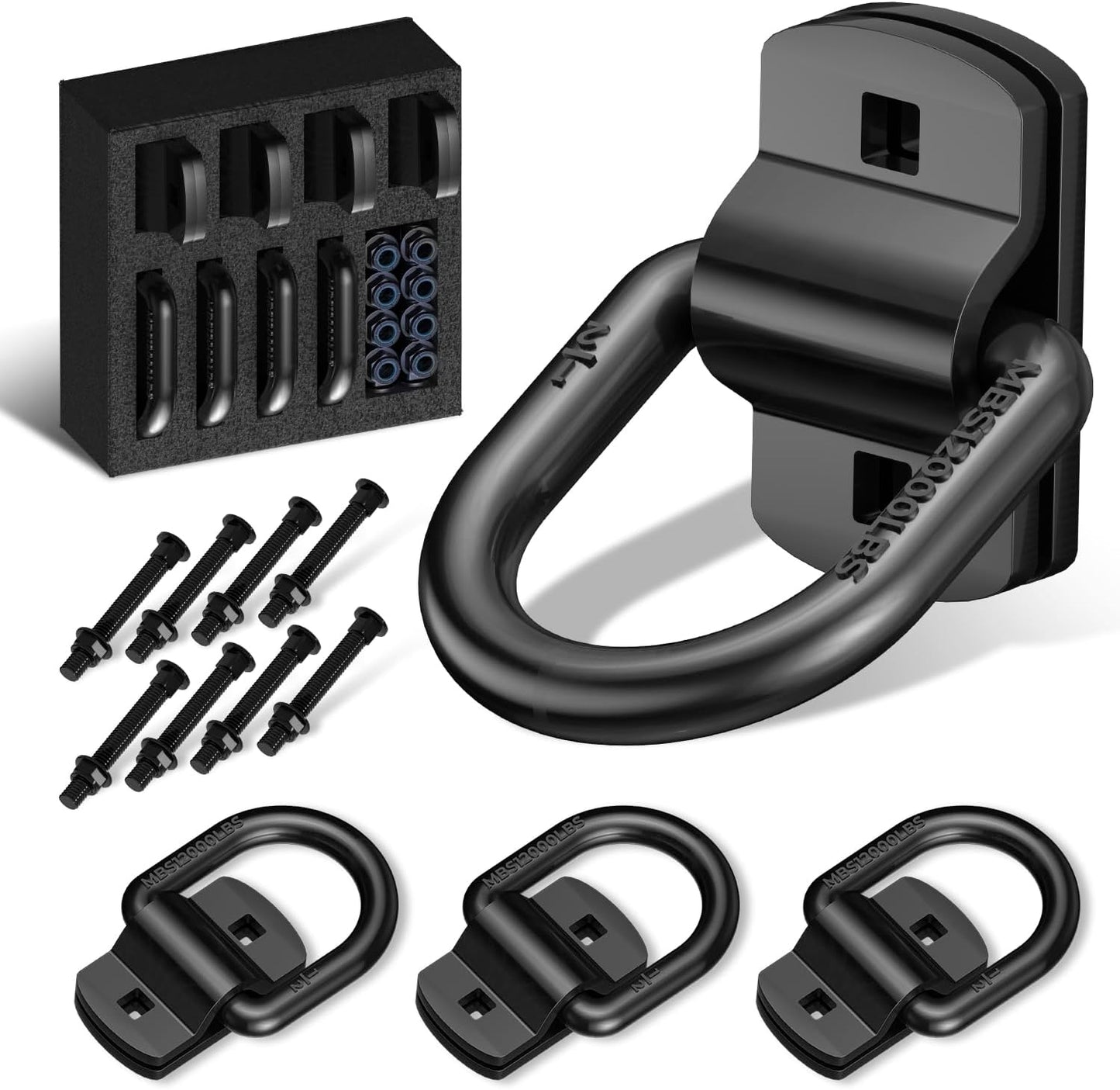 Anillos D 1/2" acero negro resistencia 12000lb pack 4
