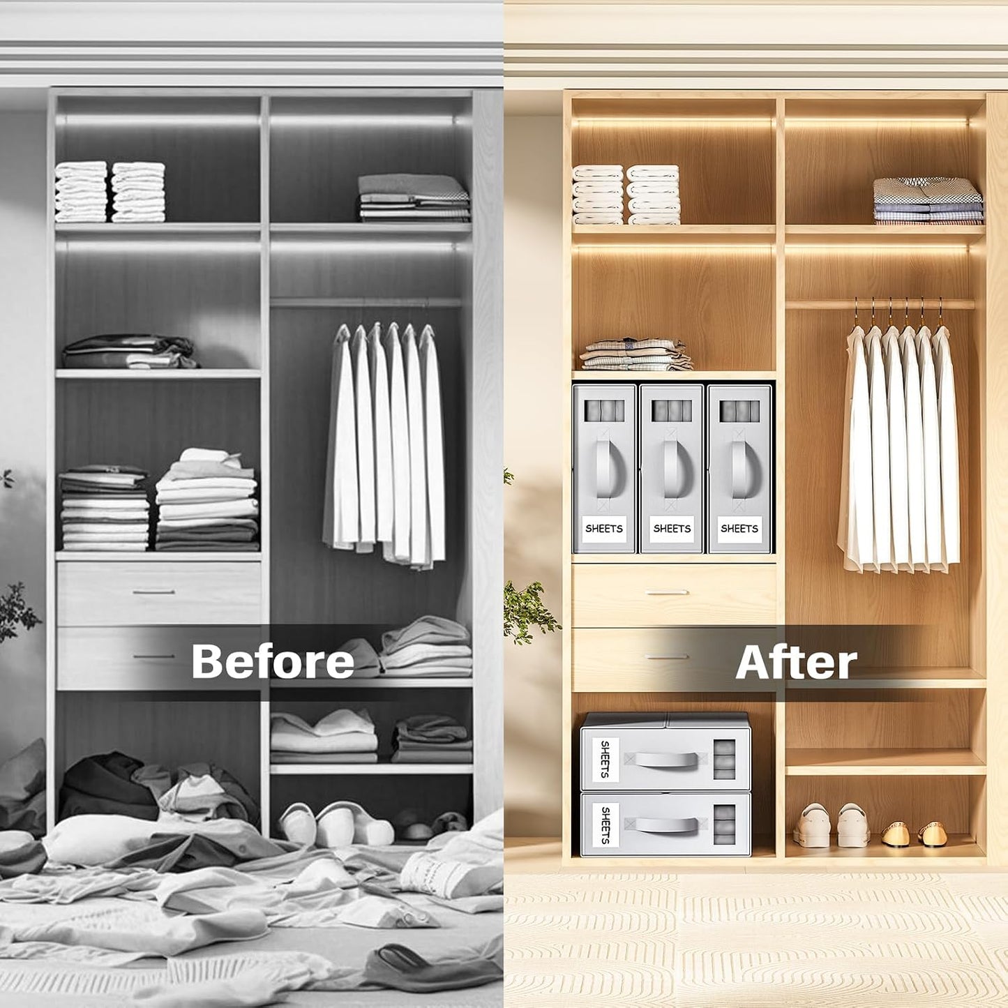 Organiz. plegable ropa cama 6 Pzas Queen o King gris