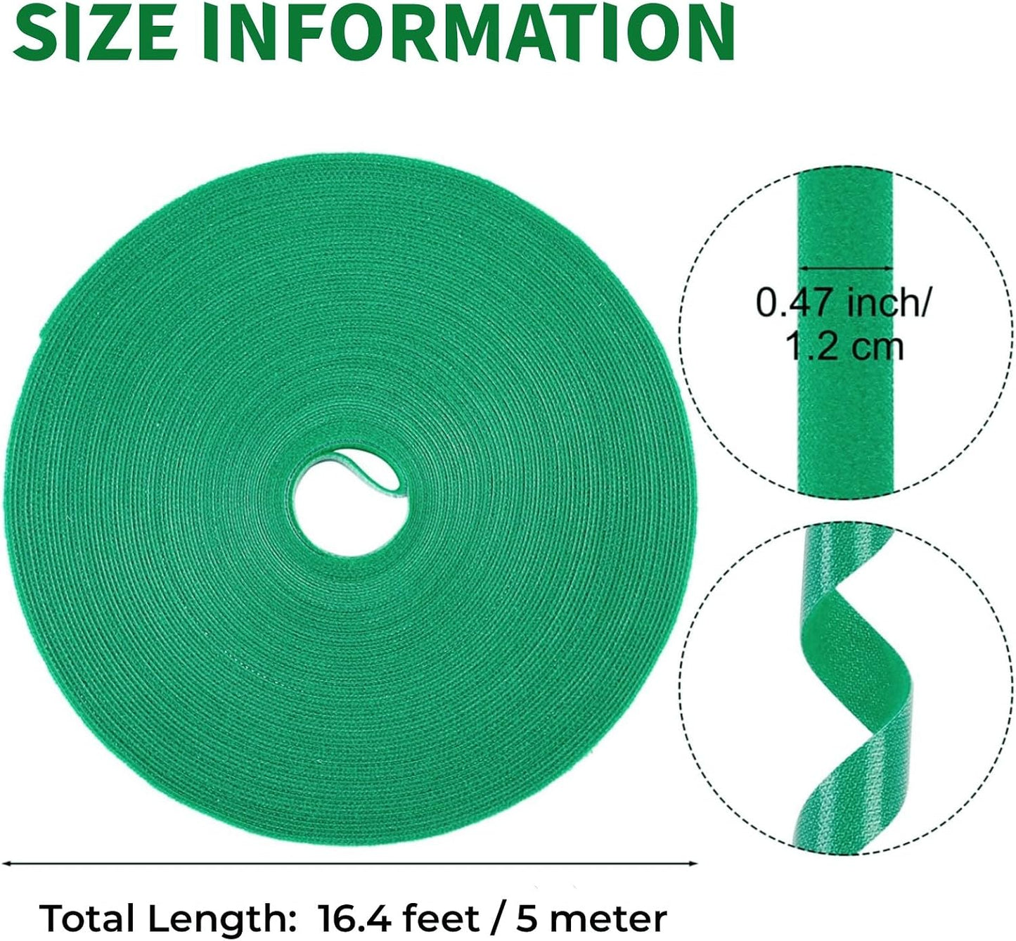 Cinta jardín verde 16.4ft para plantas 1/2pulg reutilizable