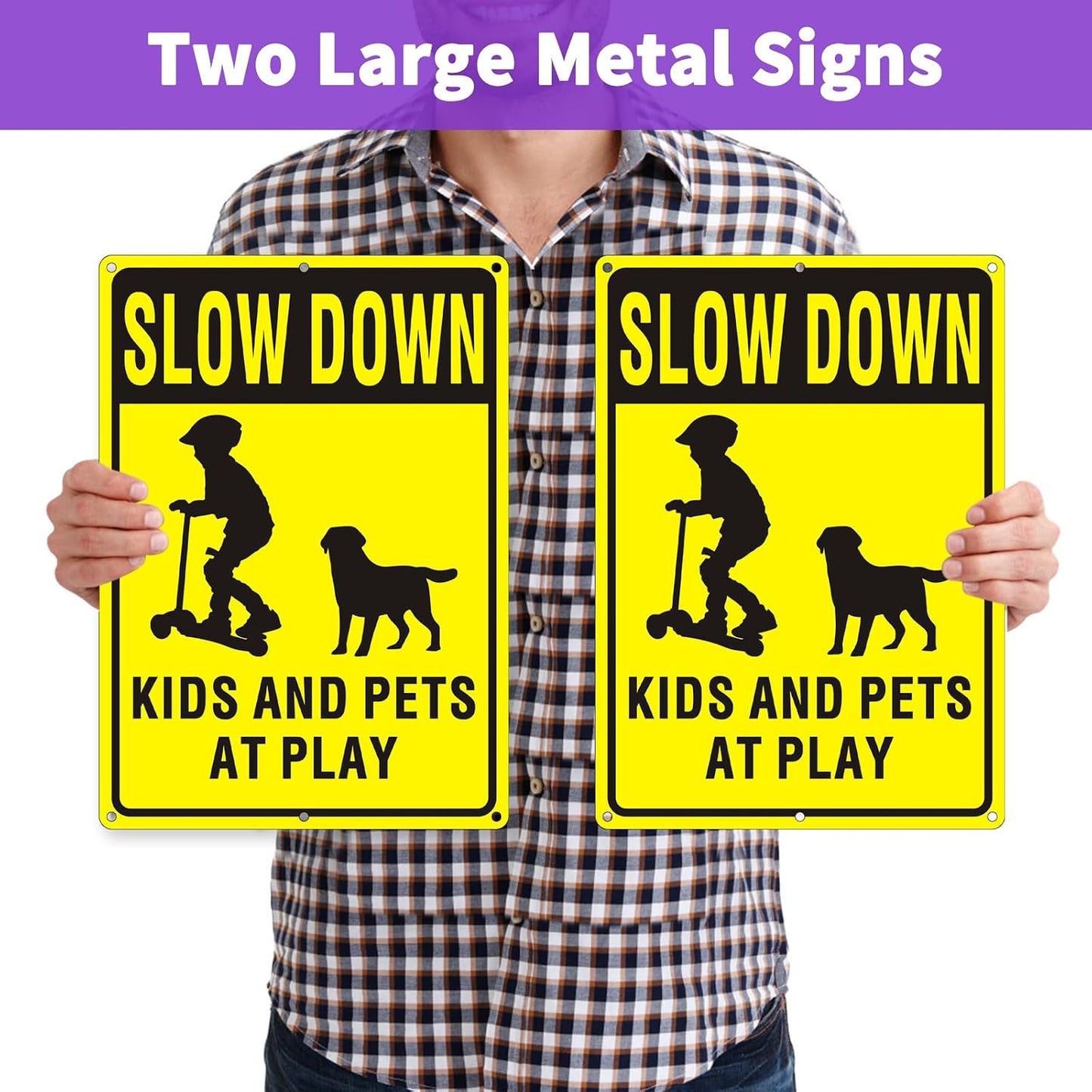 Letrero Slow Kids at Play metal aluminio 10x14"