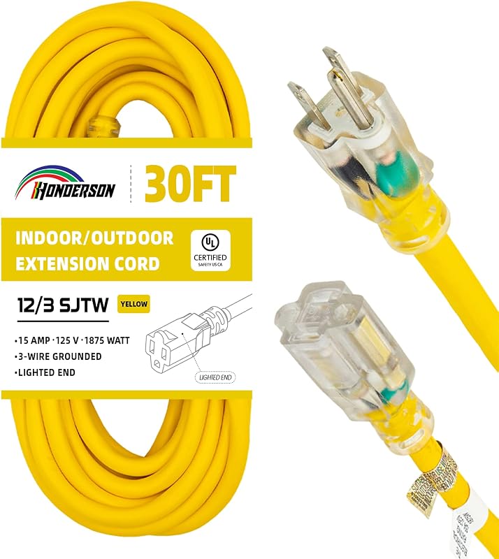 Cable extensión exterior 30pies 12/3 SJTW 15A con clavijas