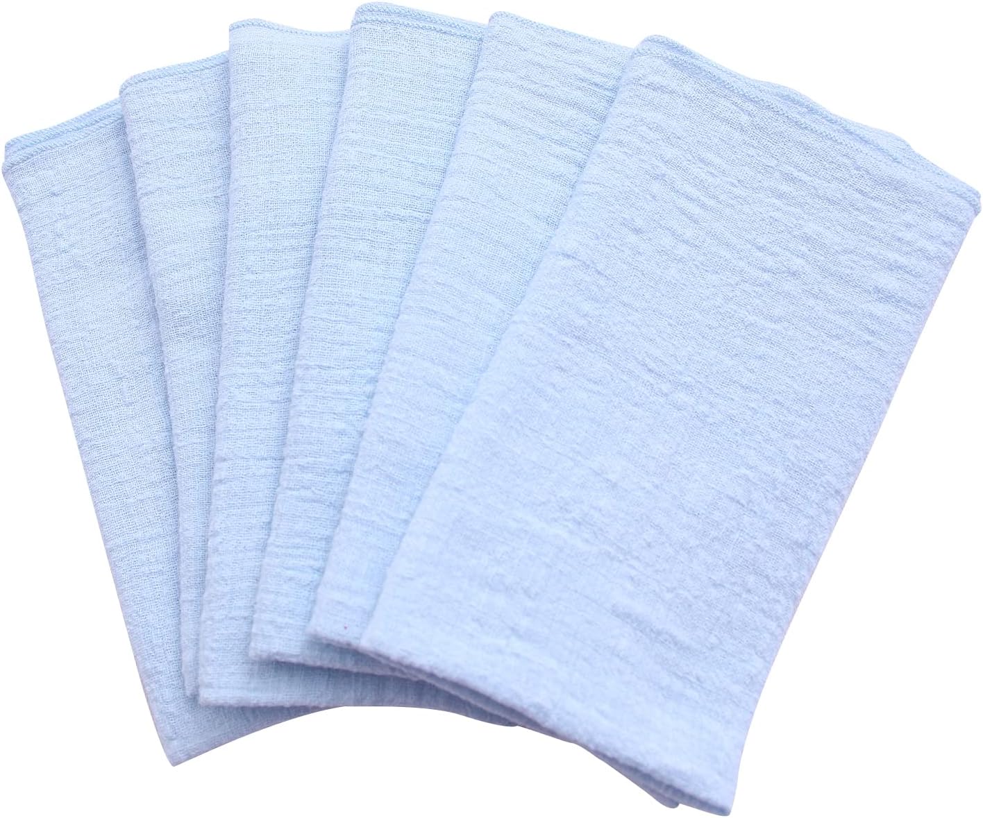 6 Pzas Servilletas Tela Algodón Natural Azul Claro