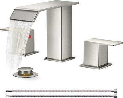 Grifo baño extendido 3 agujeros níquel 24pulg