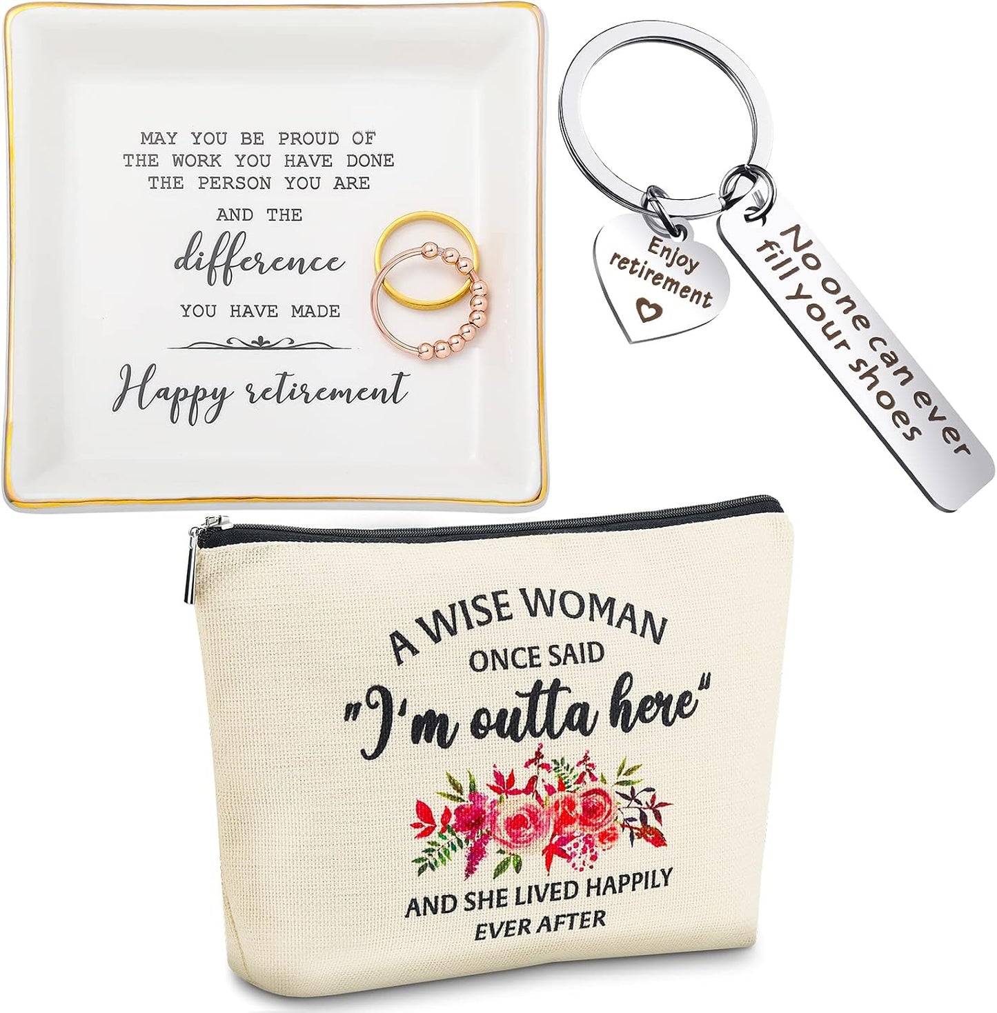 Bandeja joyería, bolsa maquillaje y llavero regalo mujer
