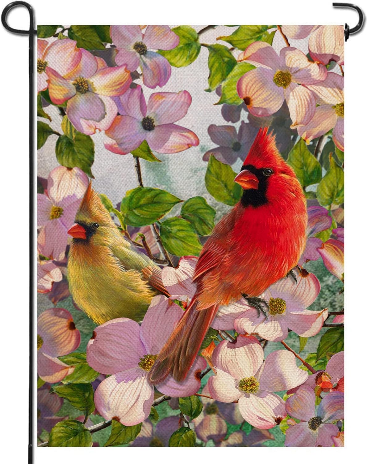 Bandera decorativa verano pájaros rojos y amarillos