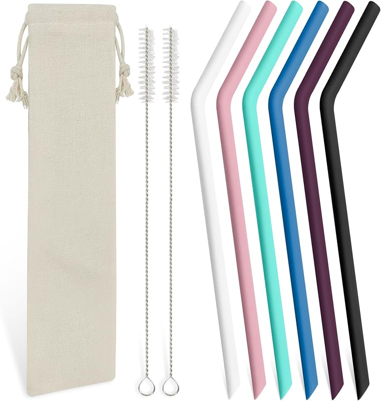 6 Popotes Silicona Doblad. Multicolor con Cepillos 20-30oz