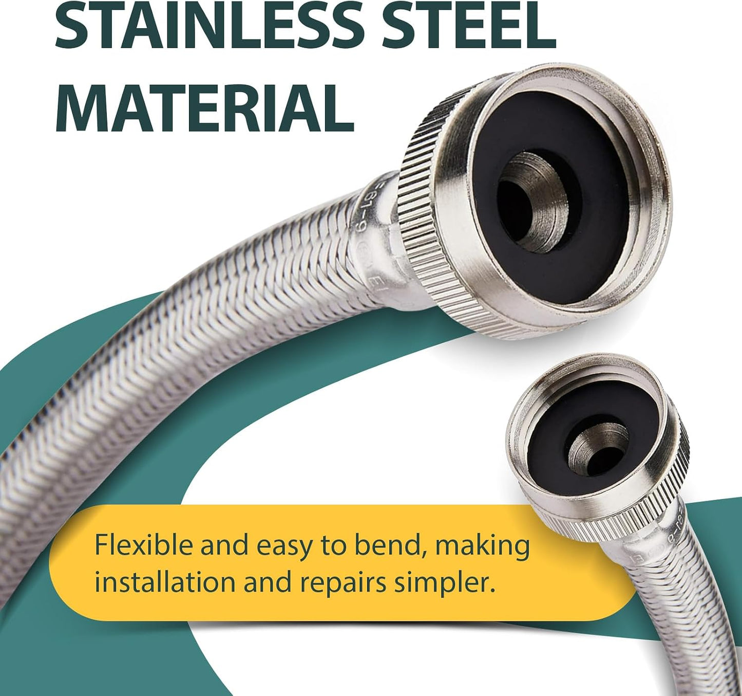 Mangueras lavadora acero inox 4ft pack 2 universal flexible