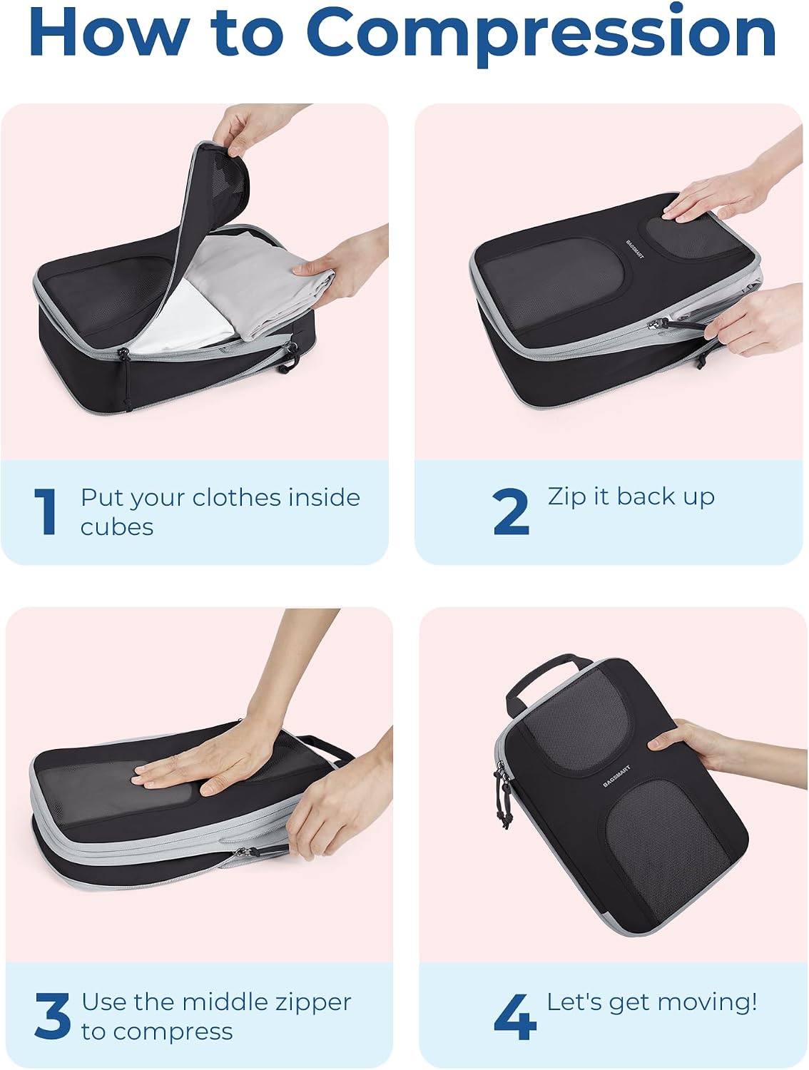 Juego 6 cubos compresión para maletas viaje
