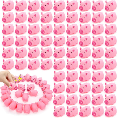 100 Mini Cerdos Goma Rosa Flotantes Chirriantes