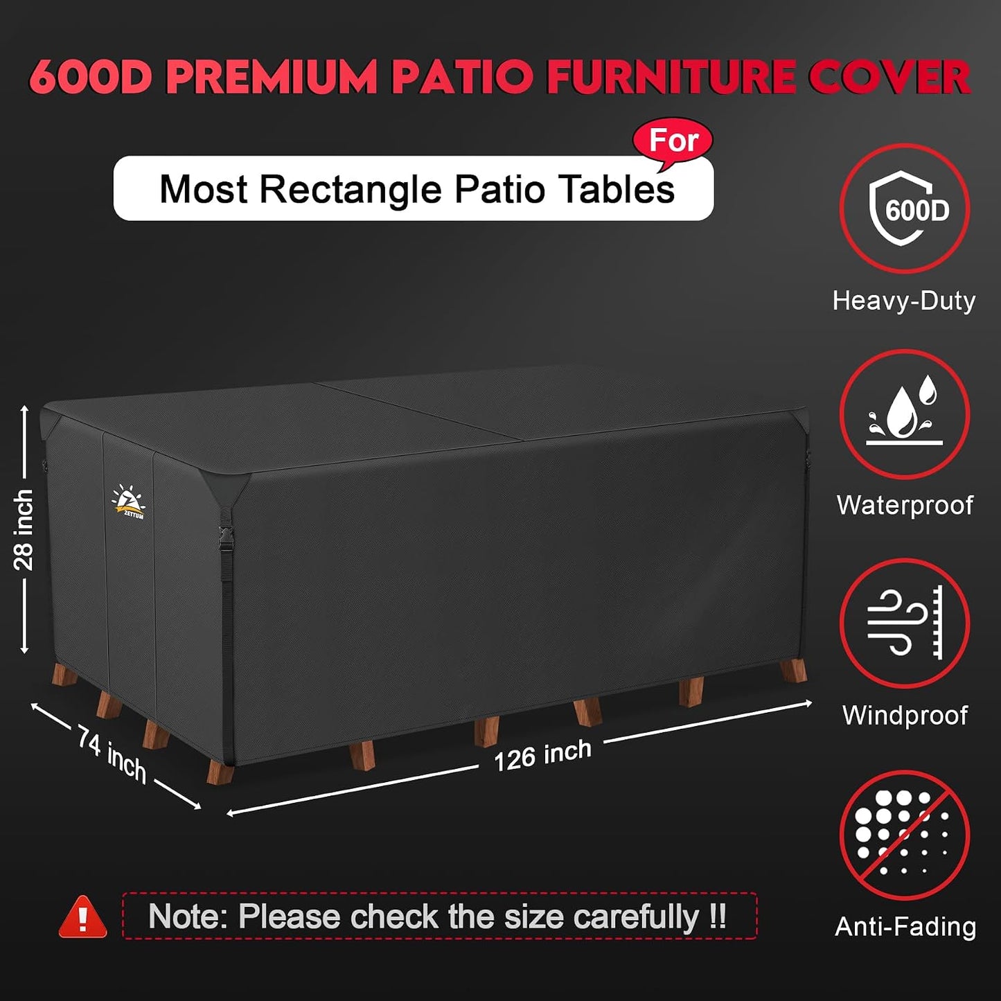 Funda rectangular para muebles de jardín 600D impermeable